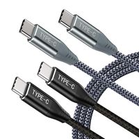 USB C to USB C 60W [2 Pack 6.6ft], BIXAR USB-C to USB-C Nylon Braided Faster Charger Cord Compatible with Samsung Galaxy Note 10 Plus S10, Google Pixel 3/3a XL, iPad pro 2018,Oneplus 7/7pro