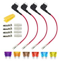 ARTGEAR 12V 24V Standard Add-a-Circuit Fuse Tap, ACU Medium Piggy Back Blade Fuse Holder with Wire Harness, 6 pcs Standard Fuse (3A 5A 7.5A 10A 15A 20A) and Fuse Puller (Pack of 4)