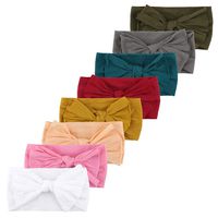Makone Handmade Stretchy Nylon Headband with Bows Pom Pom Bun 5.5 inch Big Hair Bow Headband for Infant Baby Girls-8PCS Bows