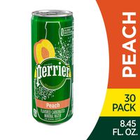 Perrier Peach Flavored Carbonated Mineral Water, 8.45 Fl Oz (30 Pack) Slim Cans