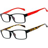 2 Pack Computer Reading Glasses Against Eye Strain Fatigue Dry Eyes Anti 80% Blue Light Glar (Black/Red1 & Black/Demi1, 1.0)