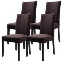 Fuloon 4 Pack Super Fit Stretch Removable Washable Short Dining Chair Protector Cover Seat Slipcover for Hotel,Dining Room,Ceremony,Banquet Wedding Party (Coffee)