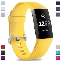Hamile Bands Compatible with Fitbit Charge 3, Waterproof Replacement Watch Strap Fitness Sport Band Wristband for Fitbit Charge 3 Charge 3 & Charge 3 SE, for Women Men, Large, Yellow