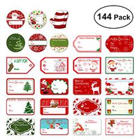 LUOEM Christmas Holiday Gift Tag Stickers Adhesive Gift Wrap Label Party Favors with 24 Assorted Designs,Set of 144