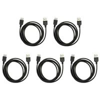 5 Pack Fenzer Black Data Sync Charger Extension Cable for Any USB 2.0 Device
