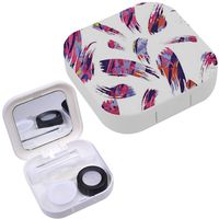 Portable Contact Lens Case Box Travel Kit Mirror + Bottle + Tweezers Container Holder [ Brush Stroke ]
