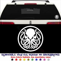 GottaLoveStickerz Cthulhu Badge Myth Removable Vinyl Decal Sticker for Laptop Tablet Helmet Windows Wall Decor Car Truck Motorcycle - Size (15 Inch / 38 cm Tall) - Color (Matte White)