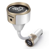 Car Bluetooth FM Transmitter, Simr Wireless Radio Adapter in-Car Hands-Free Car Kit, Dual USB Car Charger, 12V 1.4 inch LCD Display AUX Output, Support TF Card U Disk Audio MP3 Player