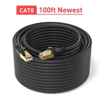 Ethernet Cable 100 ft, cat 8 ethernet cable, support Cat7/Cat5/Cat5e/Cat6/Cat6e Standards, High Speed 40Gbps 2000Mhz F/FTP LAN Wires with RJ45 Gold Plated Connector for Modem, Router, PC, Gaming, Xbox