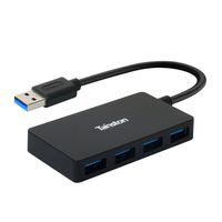 USB Hub Tainston 4-Port USB 3.0 Ultra Slim Data Hub for Mac Windows OS and Linux-Black