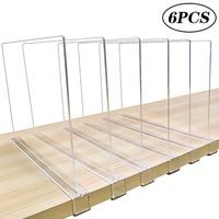 Mebbay 6 Pack Clear Acrylic Shelf Dividers for Closet, Wood Closets Shelf Separator and Organizer, for Kitchen Cabinets, Bookcases, No Installation Tools Required