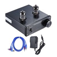 ammoon Mini HiFi 6J1 Vacuum Tube Stereo Audio Pre-amplifier Buffer Preamp Aluminum Alloy with RCA Cable Power Adapter