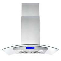 Cosmo 668ICS900 36-in Kitchen Ceiling Island Mount Range Hood 900-CFM with Chimney, LED Lights, Permanent Filters, and Convertible Duct, in Stainless Steel