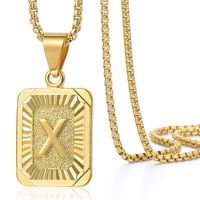 Trendsmax Initial Letter Pendant Necklace Mens Womens Capital Letter Yellow Gold Plated X Stainless Steel Box Chain 22inch