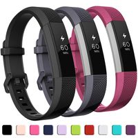 GEAK Compatible with Fitbit Alta and Fitbit Alta HR Band, Soft Classic Accessories Sport Bands Compatible for Fitbit Alta HR/Fitbit Ace,Black Gray Fushia,Large