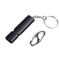 Binboll Double-Tube Whistle Aluminum Alloy Survival Whistle for Outdoor Needs Sports Referee Emergency (Black)