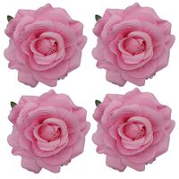 Sanrich 4pcs/pack Mexican Hair Flowers Pink Fabric Rose Hair Flowers Clips Hairpin Brooch Hair Accessory Wedding Party Headpieces (pink)