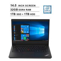 2020 Newest Lenovo ThinkPad E490 14 Inch FHD Laptop (8th Gen Intel Quad Core i5-8265U up to 3.9GHz, 32GB DDR4 RAM, 1TB SSD (Boot) + 1TB HDD, Intel UHD Graphics 620, WiFi, Bluetooth, Windows 10 Pro)