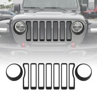 Matt Black Front Grille Grill Inserts & Headlight Covers Trim for Jeep Wrangler JL Sport/Sport S 2018 2019