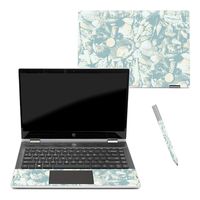 MightySkins Skin Compatible with HP Pavilion x360 14" (2018) - Blue Seashells | Protective, Durable, and Unique Vinyl Decal wrap Cover | Easy to Apply, Remove, and Change Styles | Made in The USA