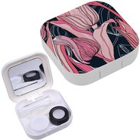 Portable Contact Lens Case Box Travel Kit Mirror + Bottle + Tweezers Container Holder [ Pink ]