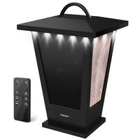 Bluetooth Speaker Waterproof - Pohopa Indoor Outdoor Wireless Speaker with Lights, 10W Surround Bass, 20 Piece LED Strip Lights Around, Support Remote Control, Lantern Design (Black)