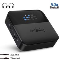HiGoing Bluetooth 5.0 Transmitter Receiver, 2019 Upgraded 2-in-1 Wireless Audio Adapter with Indicator Screen Digital Optical TOSLINK 3.5mm AUX RCA Low Latency HD/LL for TV/Home/Car Stereo
