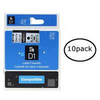 10-Pack Replace Dymo Labels Refill Tape D1 45013, 1/2 Inch Black on White S0720530 for Dymo LabelManager Label Makers 160 210D 280 260P, 12mm x 7m