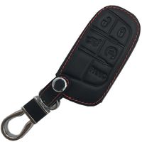 Black Leather Key Case Cover Jacket Fob Keyless Remote Holder Skin fit for JEEP FIAT DODGE CHRYSLER Smart Remote Key Case