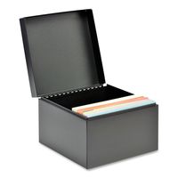 STEELMASTER Steel Card File Box, Fits 5 x 8 Inches Index Cards, 900 Card Capacity, 8.5 x 6 x 8.5 Inches, Black (263858BLA)
