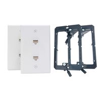 KCC Industries 2-Port Cat6 Ethernet Cable Wall Plate | Female-Female with Mounting Bracket +UL/CSA Listed Safe+ (2-Pack)