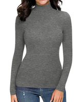 MANGOPOP Women's Mock Neck/Turtle Neck Long Sleeve Modal Bodysuit Jumpsuit (002 T Shirt (Dark Heather Grey), Small)