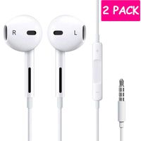 Premium in-Ear Wired Earphones, Earbuds/Earphones/Headphones with Remote & Mic Compatible /MP3 MP4 MP5/iPhone 6s/plus/6/5s/se/5c/(2Pack) White