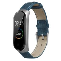 Compatible with Xiaomi Mi Band 4 Smart Watch,Blue Denim Replacement Bands w/Metal Frame,Lightweight Watch Strap Buckle Bracelets Wristbands Accessories for Women Men