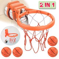 Bath Toy Basketball Hoop & Balls Playset(2 in 1 Design), with 4 balls and Mesh Bag, Bathroom Slam Dunk&Bathtub Shooting Game Gadget, for Kid Boy Girl Child Gift, With Strong Suction Cup and Magic Rop