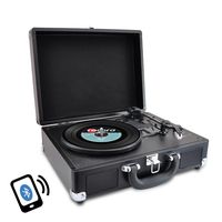 Upgraded Version Pyle Vintage Record Player, Classic Vinyl Player, Turntable, Rechargeable Batteries, Bluetooth Enabled Devices, MP3 Vinyl, Music Editing Software Included, Works w/ Mac & PC, 3 Speed