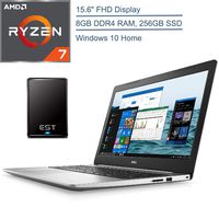 2020 Dell Inspiron 15 5000 15.6" FHD Laptop Computer, AMD Quad-Core Ryzen 7 2700U Beat i7-7200U Up to 3.8GHz, 8GB RAM, 256GB SSD, Radeon Vega 10, HDMI, Windows 10 + 320GB External Hard Drive