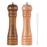 SZUAH Salt and Pepper Grinders,Oak Wooden Salt and Pepper Mills Shakers with Cleaning Brush, Ceramic Rotor with Strong Adjustable Coarseness[Set of 2]...