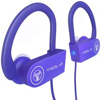 TREBLAB XR100 Bluetooth Sport Headphones, Best Wireless Earbuds for Running Workout, Noise Cancelling Sweatproof Cordless Headset for Gym Use, True Beats Earphones w/Mic, iPhone Android (Purple)