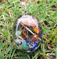 Hawaiian Healing Orgonite-Orgone Energy Pendants for Depression and Anxiety with Lapis Lazuli, Tiger's Eye and Green Adventurine (Large Oval)