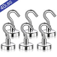 Aptgaga Strong Heavy Duty Magnetic Hooks, Strong Neodymium Magnet Hook for Home, Kitchen, Workplace, Office and Garage, Hold up to 40 Pounds - 6 Pack