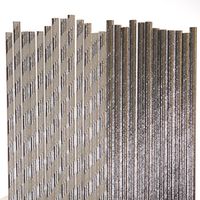 Silver Foil Paper Straw Mix - Silver, White, Solid, Striped (100)