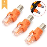 AOWA 3Pcs F Female to RJ45 Male Coaxial Coax Barrel Coupler Adapter RJ45 to RF Connector RF to RJ45 Converter Adapters Straight Connector
