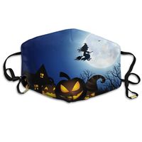 YUIOP Spooky Halloween Printed Mask Neutral Mask for Men and Women Polyester Dust-Proof Breathable Mask