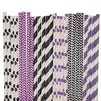 Purple and Black Paper Straw Mix (75)