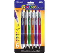 BAZIC 6 Retractable Color Pen w/ Cushion Grip (Case of 24)