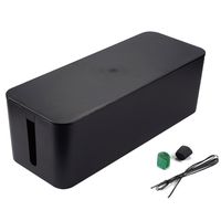 Cable Management Box - Desk Organizer Cable Box, Power Cord Organizer, Wire Management Surge Protector for Home or Office Desk, Black, 15.94 X 5.31 X 6.10 Inches.