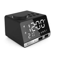 Foreita Digital Alarm Clock, Bluetooth Speaker with Dual Snooze Clock USB Charging Port, AUX TF Card Play, Thermometer, Large Mirror LED Dimmable Display for Bedroom, Kitchen, Table, Desk