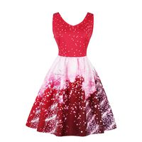iNoDoZ Plus Size Sleeveless Womens Santa Christmas Party Dress Vintage Xmas Swing Skater Dress Red