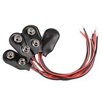 uxcell 6pcs DC 9V Battery Clip I-Type Soft Buckle Connector Lead Wire 10cm Long